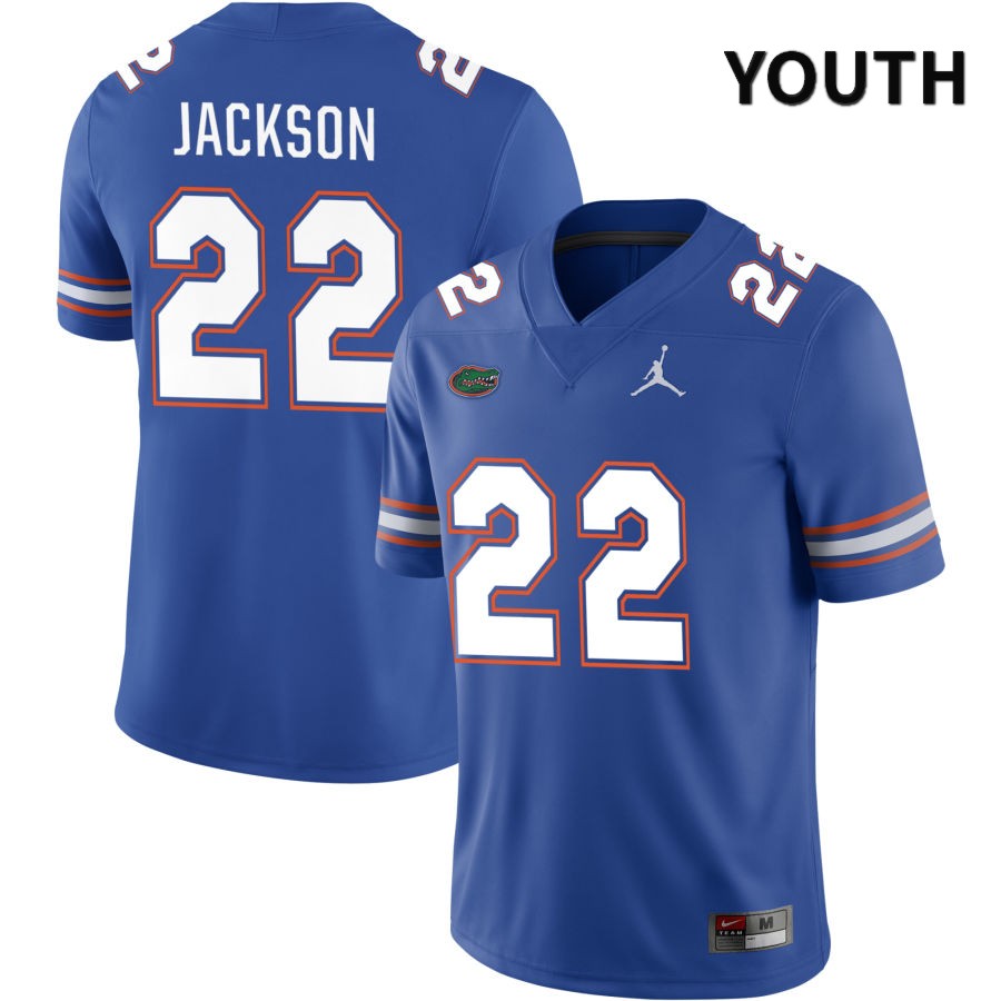 NCAA Florida Gators Kahleil Jackson Youth #22 Jordan Brand Royal 2022 NIL Stitched Authentic College Football Jersey DZF8764NI